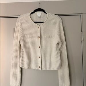 H&M Cream Button-Front Knit Cardigan